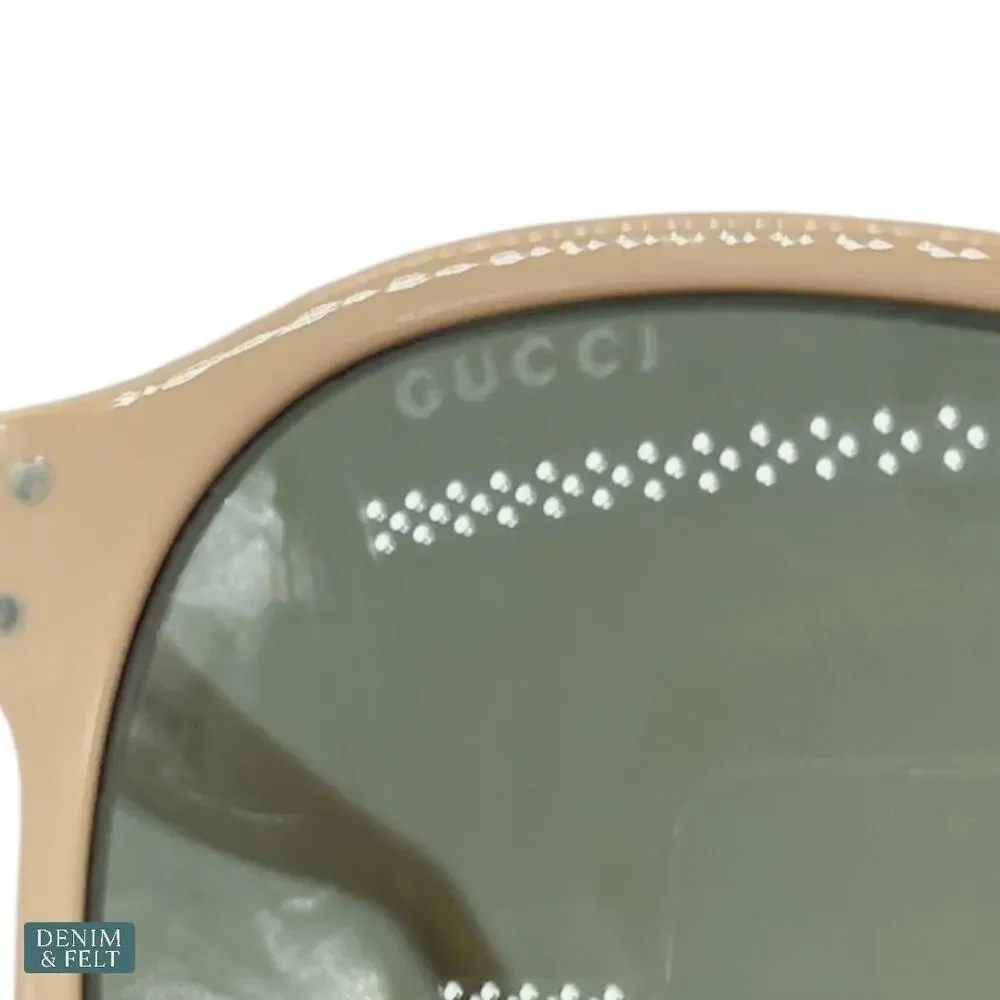 NEW‎ Gucci GG0475S Ivory Green Square Aviator Matte Lens Designer Sunglasses